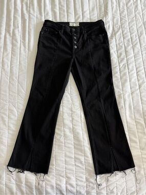 Free People Black High-Rise Button-Front Jeans